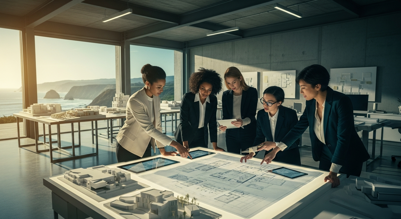Ocean Permits team reviewing architectural plans