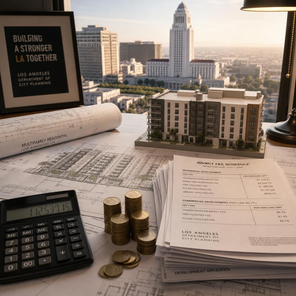 Los Angeles development site and downtown skyline