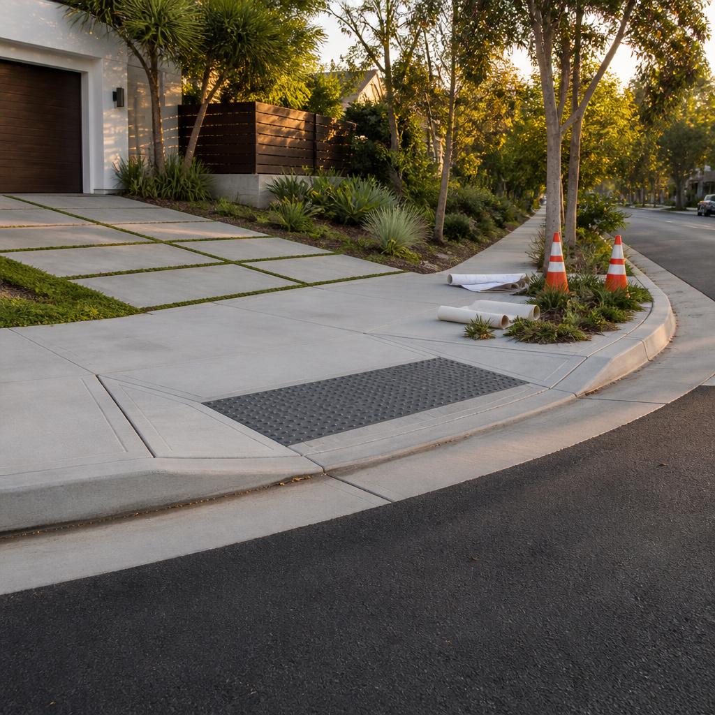 Residential driveway curb cut and sidewalk improvement in Los Angeles