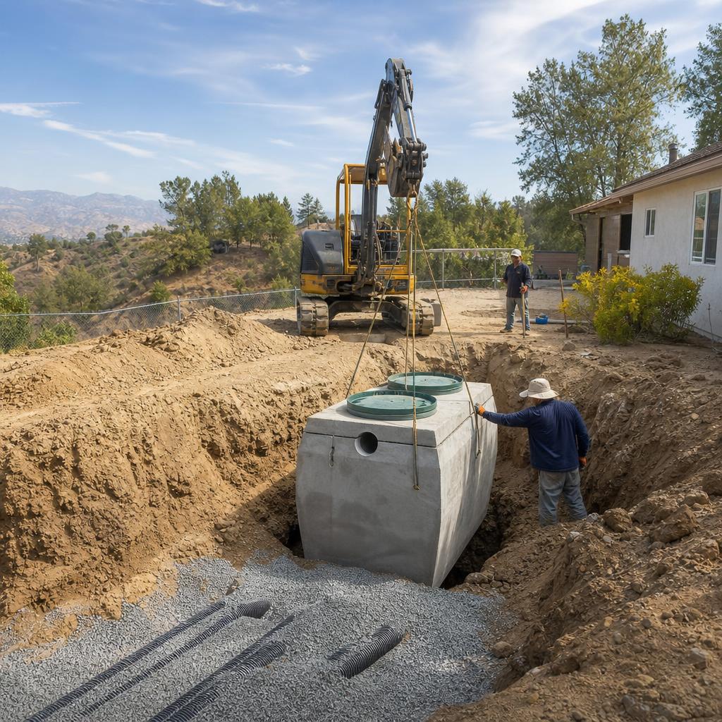 Rural hillside property in Altadena with land prepared for septic system evaluation