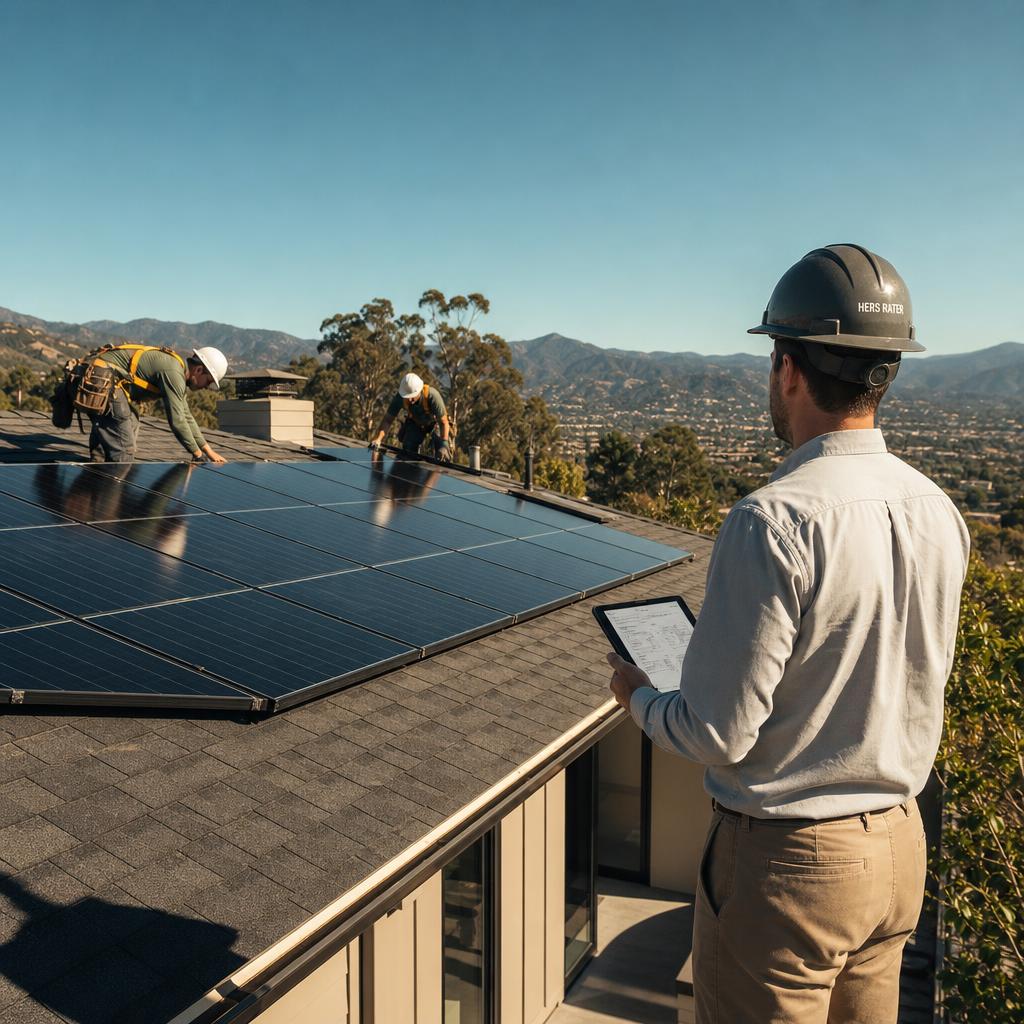 Energy-efficient Los Angeles home with rooftop solar panels