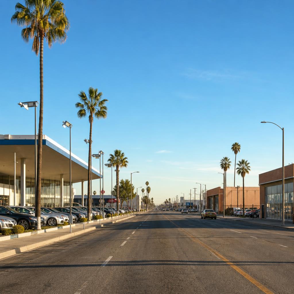 Commercial street corridor in Compton, California