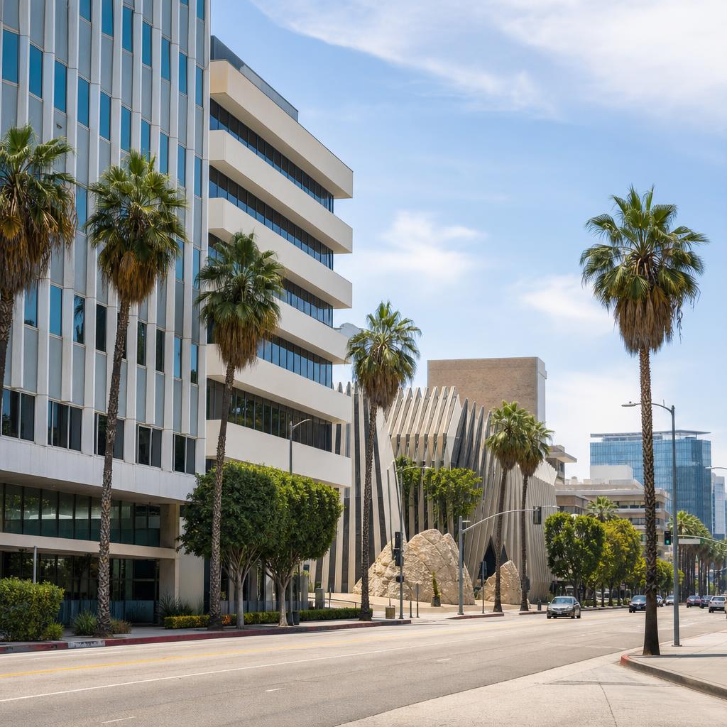 Mid-Wilshire and Miracle Mile commercial corridor along Wilshire Boulevard in Los Angeles