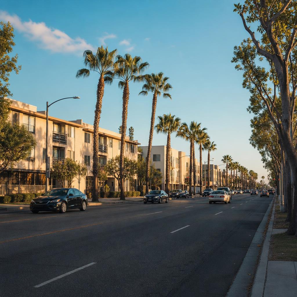 San Fernando Valley street scene along Van Nuys Boulevard in Panorama City