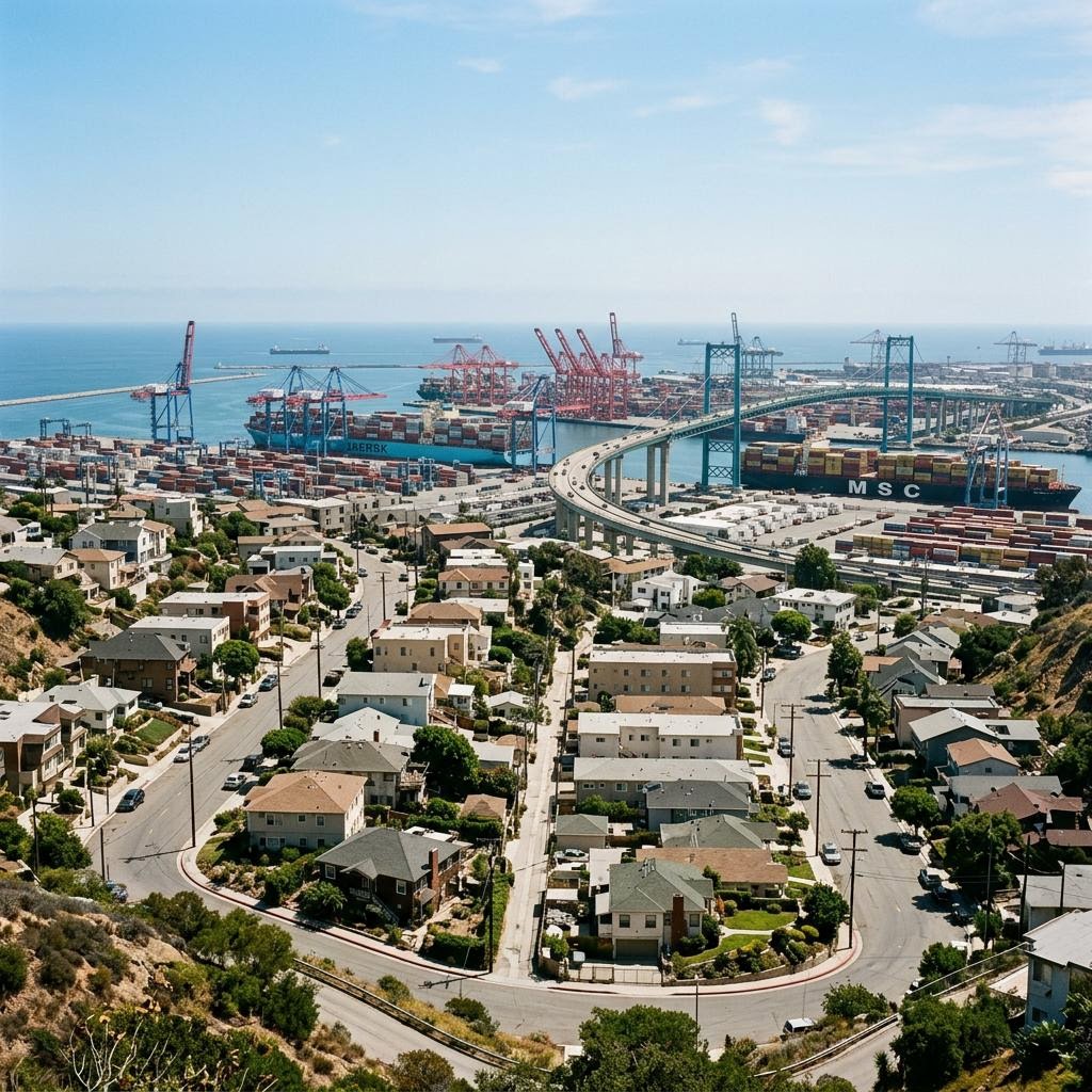 San Pedro hillside neighborhood overlooking the Port of Los Angeles