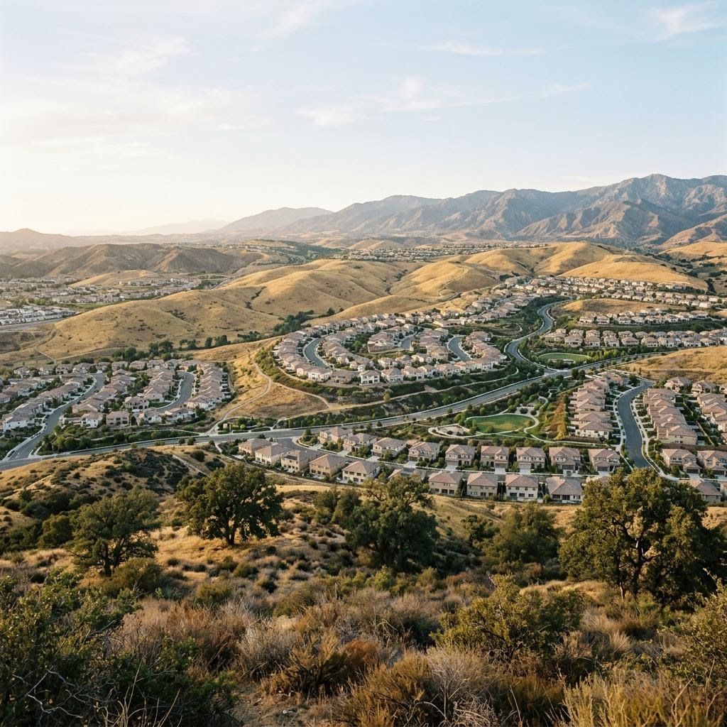 Santa Clarita Valley hillside neighborhood at the wildland-urban interface