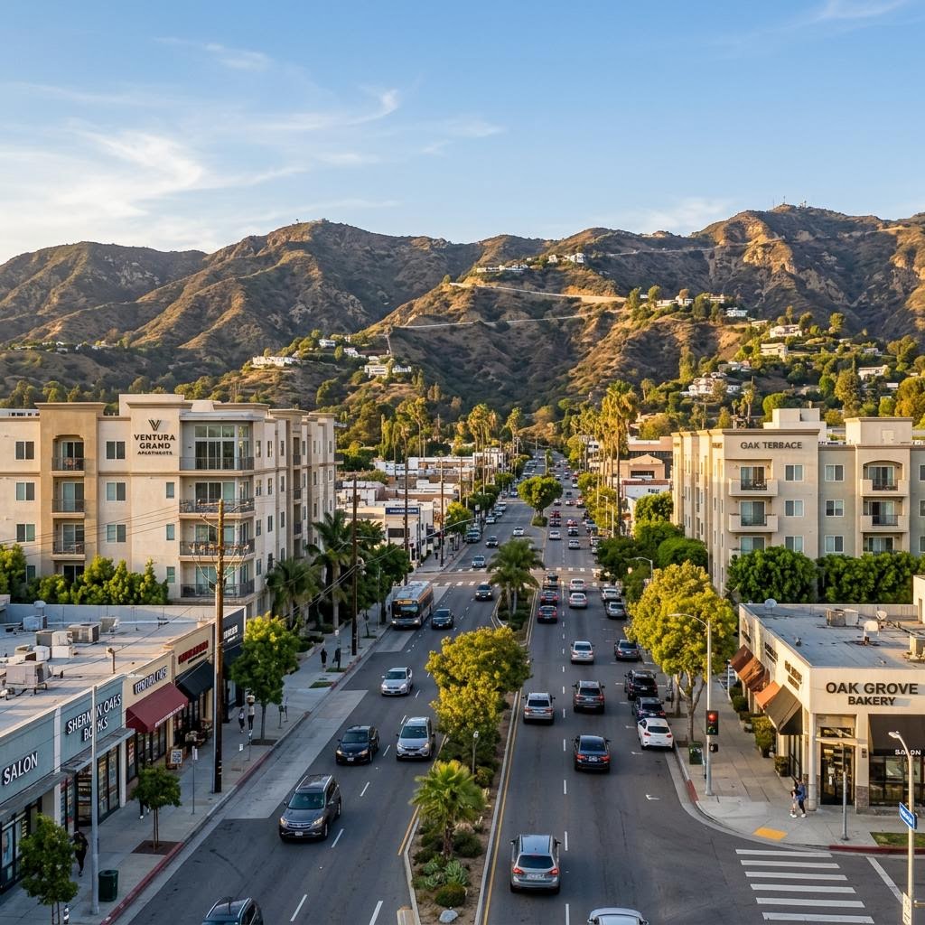 San Fernando Valley apartment street scene near Van Nuys