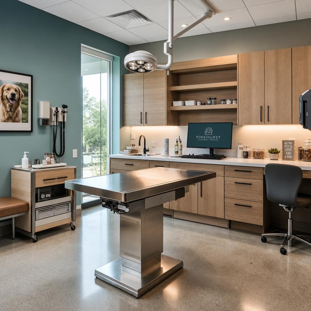 Veterinarian providing care in a modern animal hospital